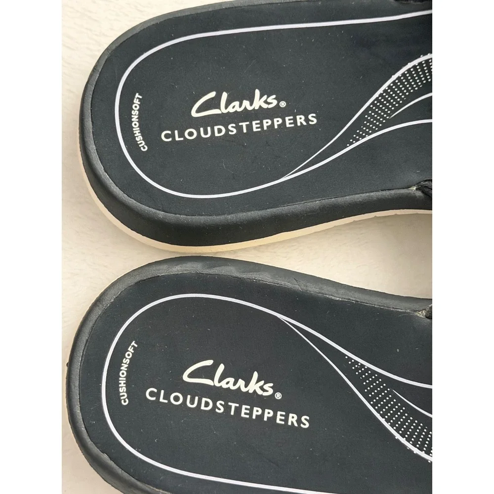 Clarks Cloudsteppers Glide Bay H Navy Marine Slide Sandals Womens 10 M Comfort